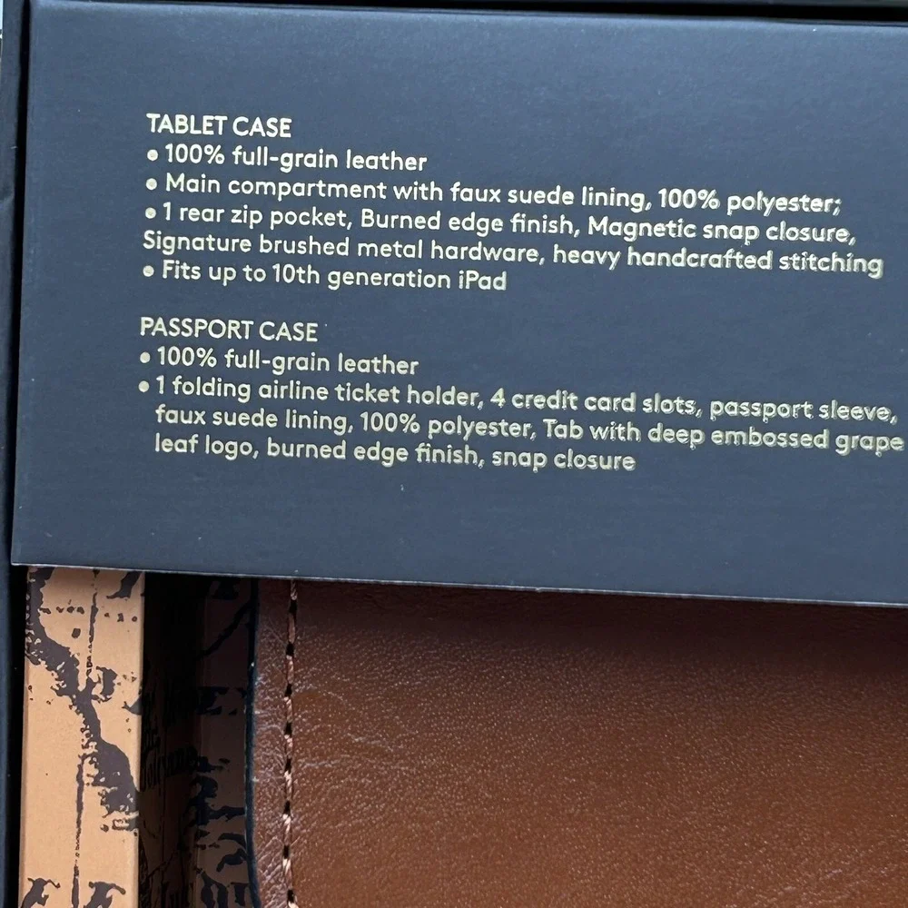Patricia Nash Leather Tablet Holder & Passport Case Gift Set‎ Brown Matching Set